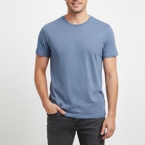 H M Divided Mens Basic Blue Heathered Crew Neck T Shirt Size S